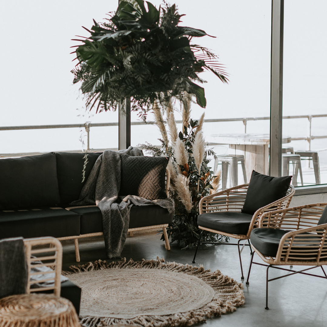 Black wicker coastal lounge